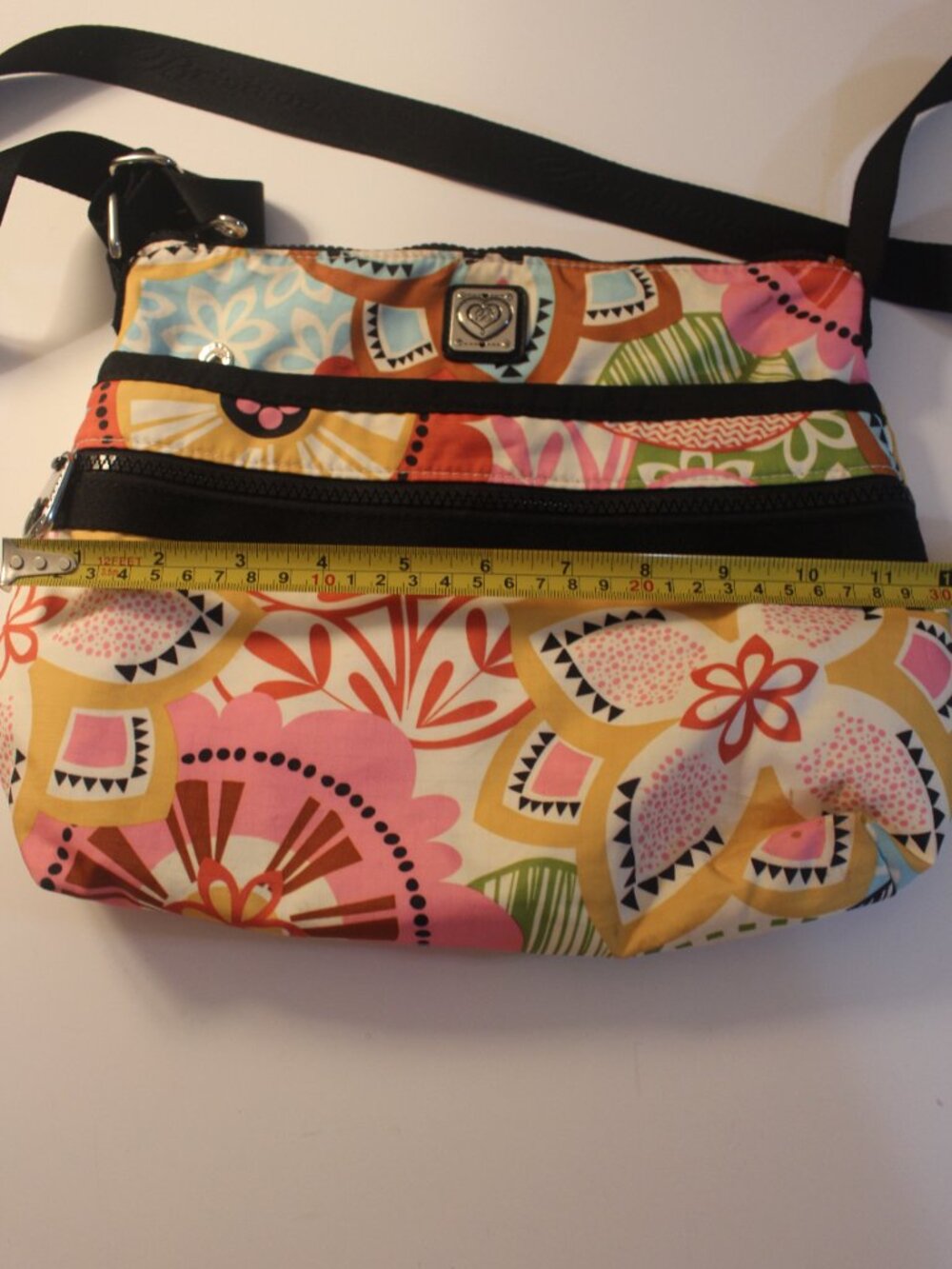 Brighton Multicolor Floral Crossbody Bag With Black Trim